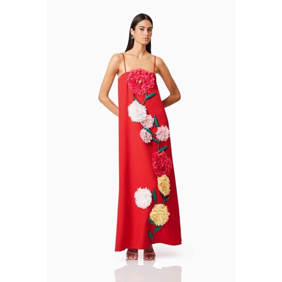Elliatt Buttercup Embroidered Maxi Dress in Red size S Preloved Flaw noted!!! - Picture 2 of 7